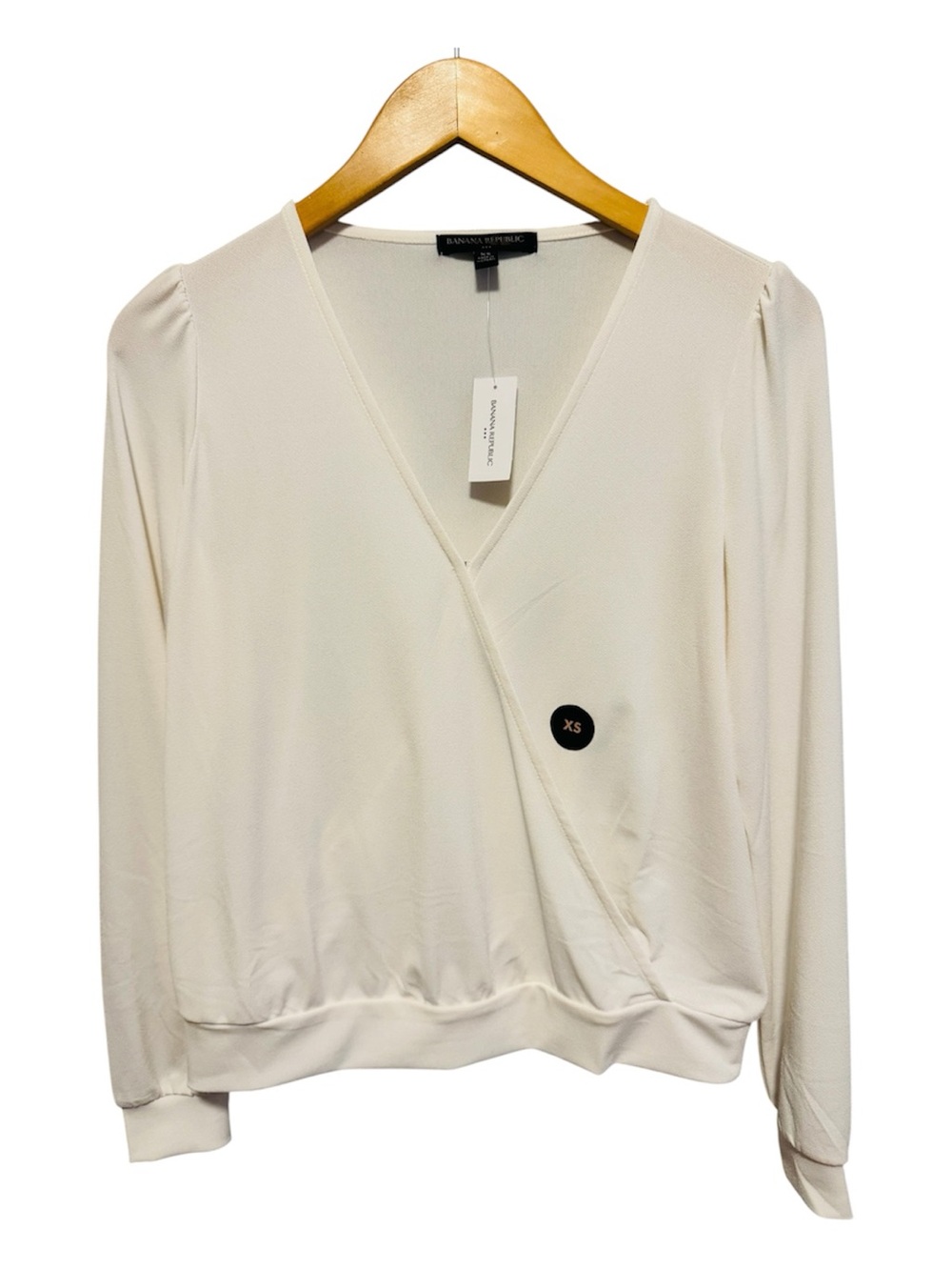 Banana Republic Off-White Surplice Long Sleeve Blouse